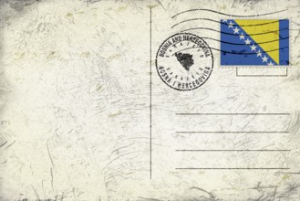Bosnia and Herzegovina Sarajevo Old Style Mail Envelope with Flag and Postmark