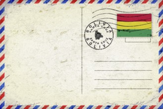 Bolivia Santa Cruz Vintage Air Mail Envelope with Flag and Postmark