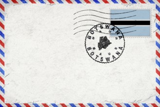 Botswana Maun Vintage Air Mail Envelope with Flag and Postmark