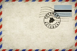 Botswana Francistown Vintage Air Mail Envelope with Flag and Postmark