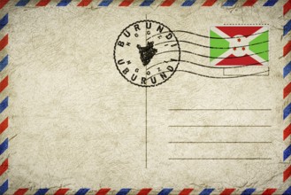 Burundi Ngozi Vintage Air Mail Envelope with Flag and Postmark