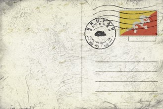 Bhutan Gelephu Old Style Mail Envelope with Flag and Postmark