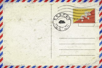 Bhutan Phuentsholing Vintage Air Mail Envelope with Flag and Postmark