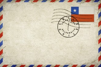 Chile Valparaiso Vintage Air Mail Envelope with Flag and Postmark