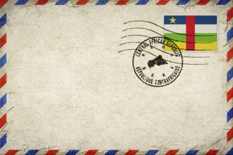 Central African Republic Beka Vintage Air Mail Envelope with Flag and Postmark