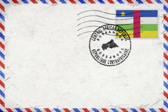 Central African Republic Bossangoa Vintage Air Mail Envelope with Flag and Postmark