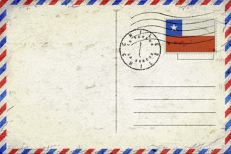 Chile La Serena Vintage Air Mail Envelope with Flag and Postmark