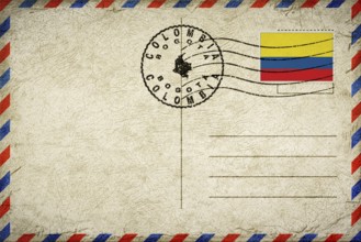 Colombia Bogota Vintage Air Mail Envelope with Flag and Postmark