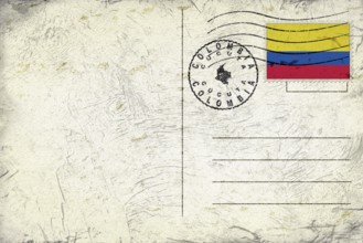 Colombia Cucuta Old Style Mail Envelope with Flag and Postmark