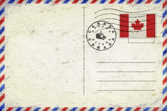 Canada Ottawa Vintage Air Mail Envelope with Flag and Postmark