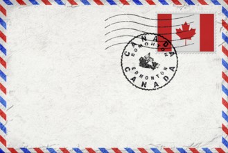 Canada Edmonton Vintage Air Mail Envelope with Flag and Postmark