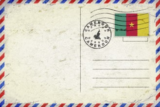 Cameroon Garoua Vintage Air Mail Envelope with Flag and Postmark