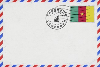 Cameroon Douala Vintage Air Mail Envelope with Flag and Postmark