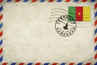 Cameroon Yaounde Vintage Air Mail Envelope with Flag and Postmark