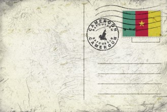 Cameroon Bafoussam Old Style Mail Envelope with Flag and Postmark