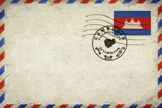 Cambodia Sihanoukville Vintage Air Mail Envelope with Flag and Postmark