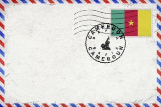 Cameroon Bafia Vintage Air Mail Envelope with Flag and Postmark