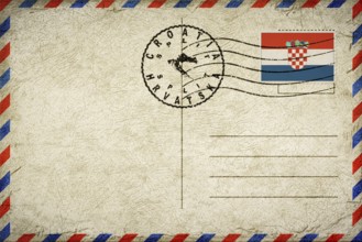 Croatia Split Vintage Air Mail Envelope with Flag and Postmark