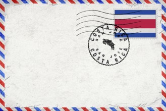 Costa Rica San Jose Vintage Air Mail Envelope with Flag and Postmark