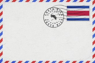Costa Rica Alajuela Vintage Air Mail Envelope with Flag and Postmark