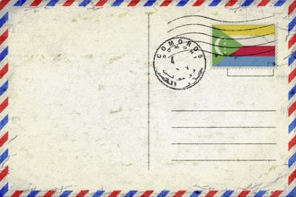 Comoros Domoni Vintage Air Mail Envelope with Flag and Postmark