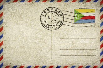Comoros Mitsamiouli Vintage Air Mail Envelope with Flag and Postmark
