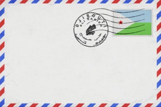 Djibouti Ali Sabieh Vintage Air Mail Envelope with Flag and Postmark