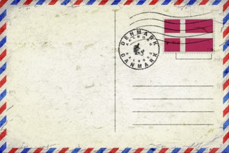 Denmark Aalborg Vintage Air Mail Envelope with Flag and Postmark
