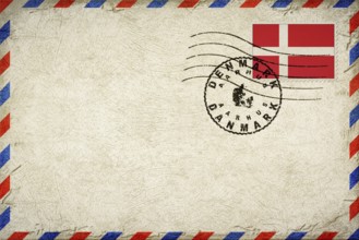 Denmark Aarhus Vintage Air Mail Envelope with Flag and Postmark