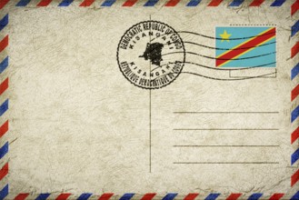Democratic Republic of Congo Kisangani Vintage Air Mail Envelope with Flag and Postmark