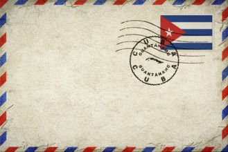 Cuba Guantanamo Vintage Air Mail Envelope with Flag and Postmark