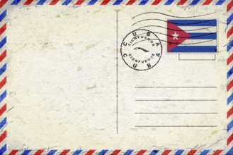 Cuba Cienfuegos Vintage Air Mail Envelope with Flag and Postmark