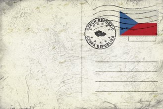 Czech Republic Prague Old Style Mail Envelope with Flag and Postmark