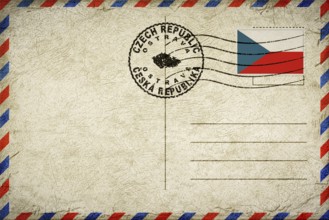 Czech Republic Ostrava Vintage Air Mail Envelope with Flag and Postmark