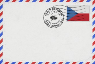 Czech Republic Budweis Vintage Air Mail Envelope with Flag and Postmark