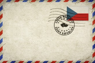 Czech Republic Olomouc Vintage Air Mail Envelope with Flag and Postmark