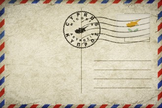 Cyprus Nicosia Vintage Air Mail Envelope with Flag and Postmark