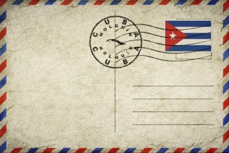 Cuba Holguin Vintage Air Mail Envelope with Flag and Postmark