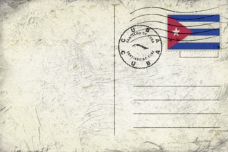 Cuba Santiago de Cuba Old Style Mail Envelope with Flag and Postmark