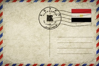 Egypt Alexandria Vintage Air Mail Envelope with Flag and Postmark