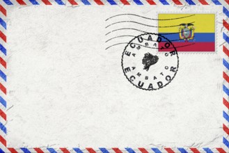 Ecuador Ambato Vintage Air Mail Envelope with Flag and Postmark