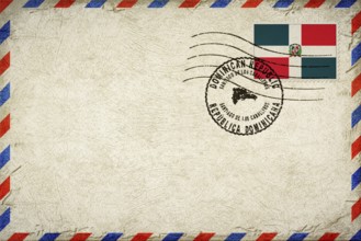 Dominican Republic Santiago de los Caballeros Vintage Air Mail Envelope with Flag and Postmark
