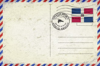 Dominican Republic San Pedro de Macoris Vintage Air Mail Envelope with Flag and Postmark