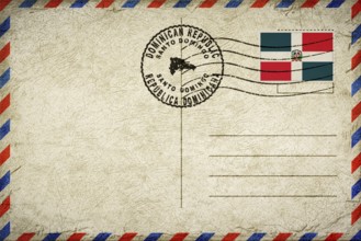 Dominican Republic Santo Domingo Vintage Air Mail Envelope with Flag and Postmark