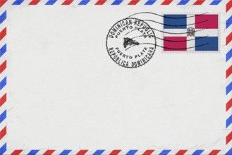 Dominican Republic Puerto Plata Vintage Air Mail Envelope with Flag and Postmark