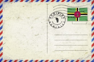 Dominica Portsmouth Vintage Air Mail Envelope with Flag and Postmark