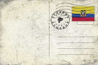 Ecuador Cuenca Old Style Mail Envelope with Flag and Postmark