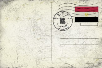 Egypt Cairo Old Style Mail Envelope with Flag and Postmark