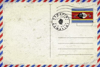 Eswatini Big Bend Vintage Air Mail Envelope with Flag and Postmark