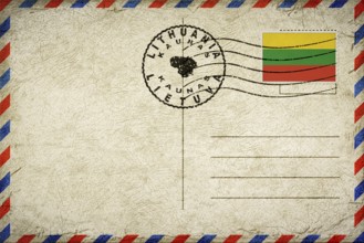 Lithuania Kaunas Vintage Air Mail Envelope with Flag and Postmark